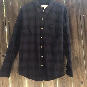 Pure Energy Navy Plaid Button Up